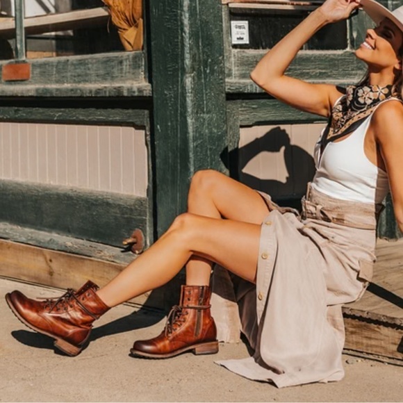 Freebird Manchester Lace Up Boots Cognac Leather Size 6 - Picture 1 of 13